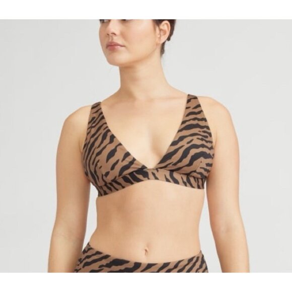Everlane Bikini Top in Tiger Stripe Medium ReNew Plunge Triangle Top - Picture 3 of 9